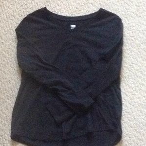 A black long sleeve v-neck tee